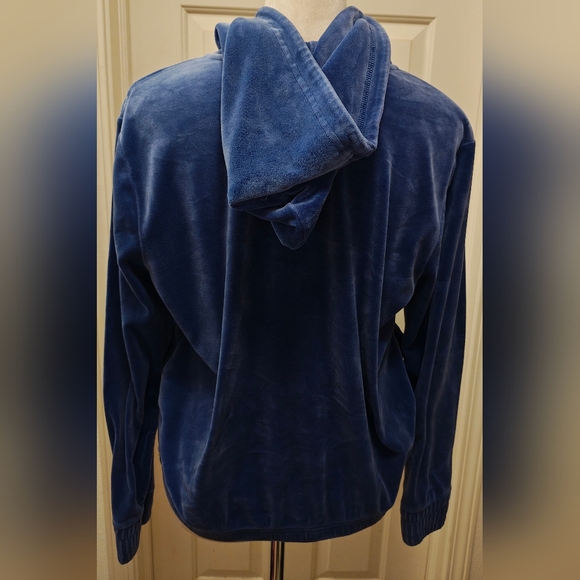 Fila Blue Velour Half Zip Hoodie w Black Logo. - Picture 6 of 14